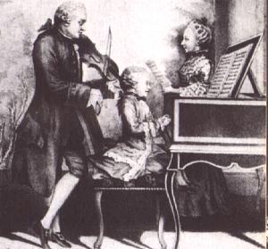 mozart getting a music lesson from his parents